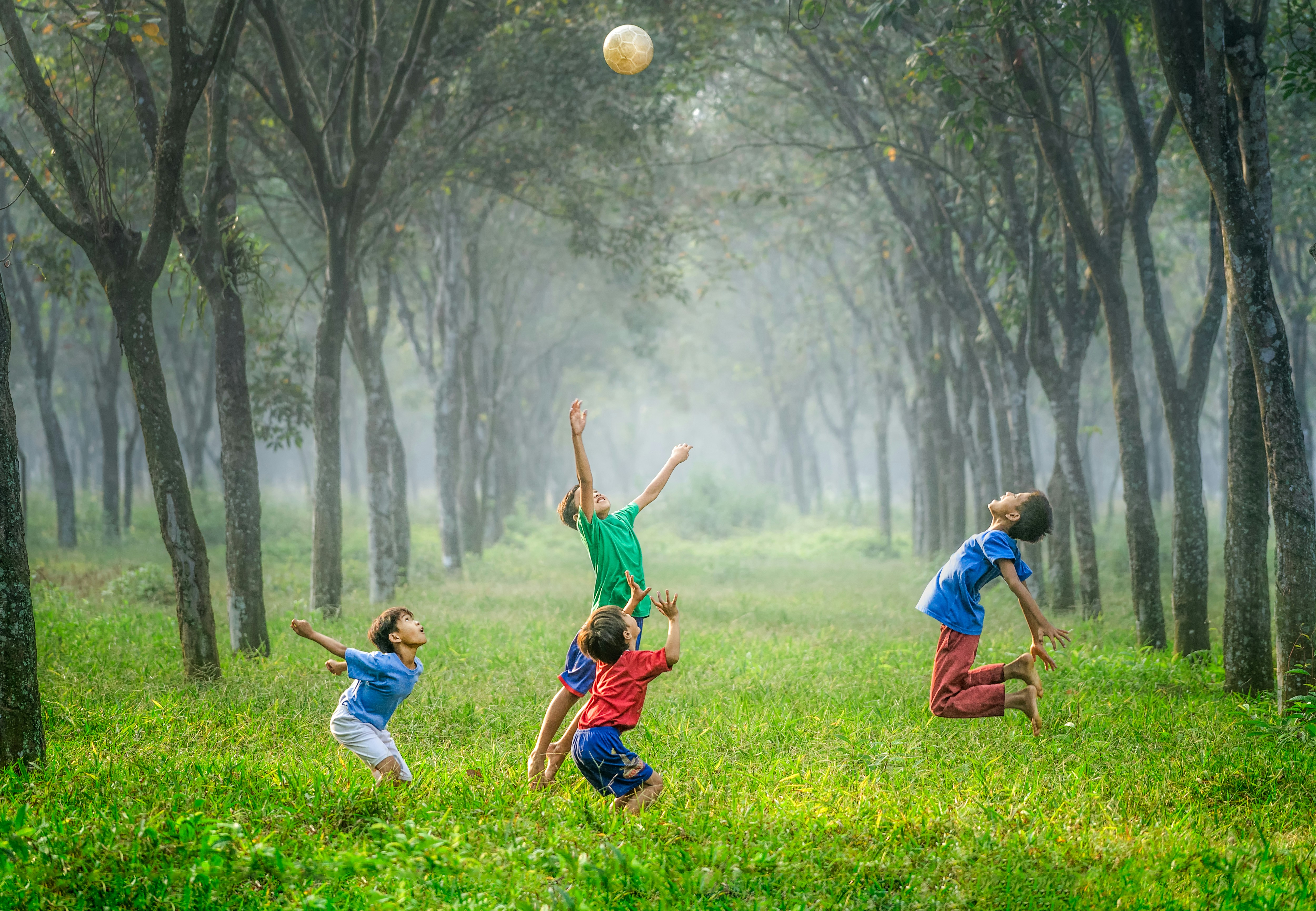 Children playing soccer